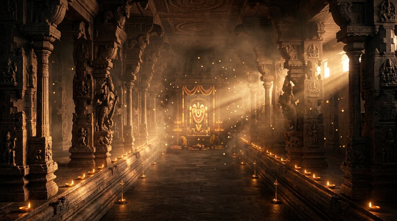 ఆలయ దృశ్యం మరియు పవిత్ర వాతావరణం